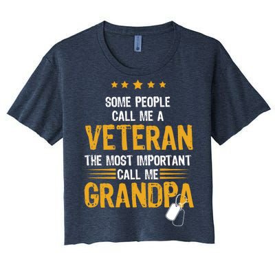 Veteran Grandpa Women's Crop Top Tee