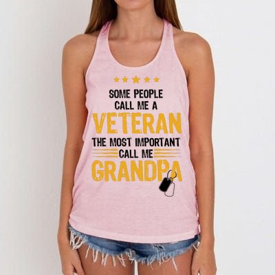 Veteran Grandpa Women's Knotted Racerback Tank