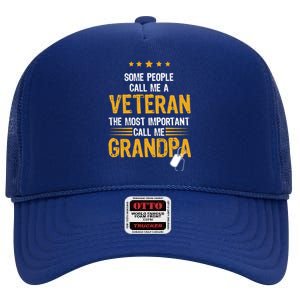 Veteran Grandpa High Crown Mesh Back Trucker Hat