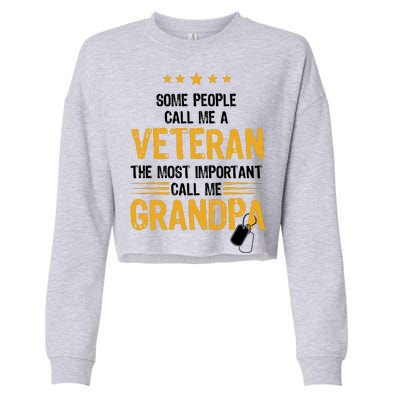 Veteran Grandpa Cropped Pullover Crew