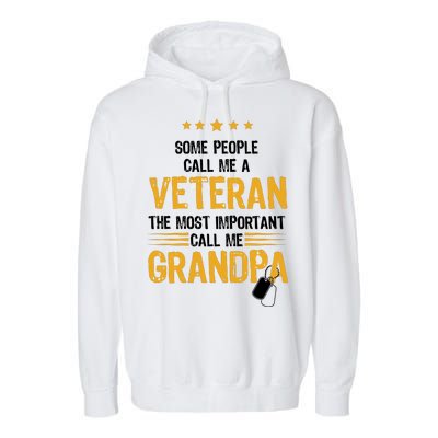 Veteran Grandpa Garment-Dyed Fleece Hoodie