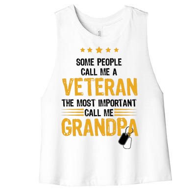 Veteran Grandpa Women's Racerback Cropped Tank