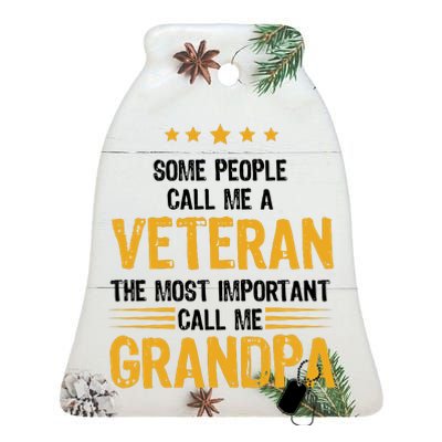 Veteran Grandpa Ceramic Bell Ornament