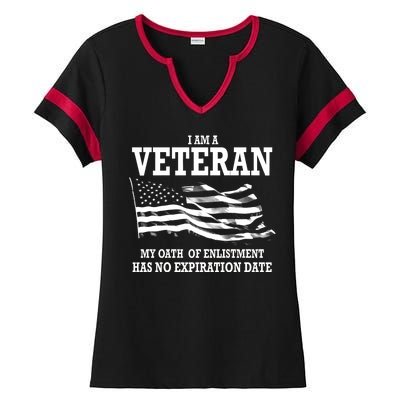 Veteran My Oath Of Enlistment Has No Expiration Date Ladies Halftime Notch Neck Tee