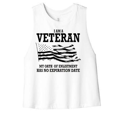 Veteran My Oath Of Enlistment Has No Expiration Date Women's Racerback Cropped Tank