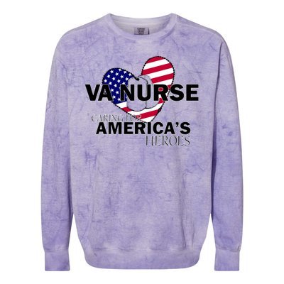 Veteran VA Nurse Caring For America's Heroes Colorblast Crewneck Sweatshirt