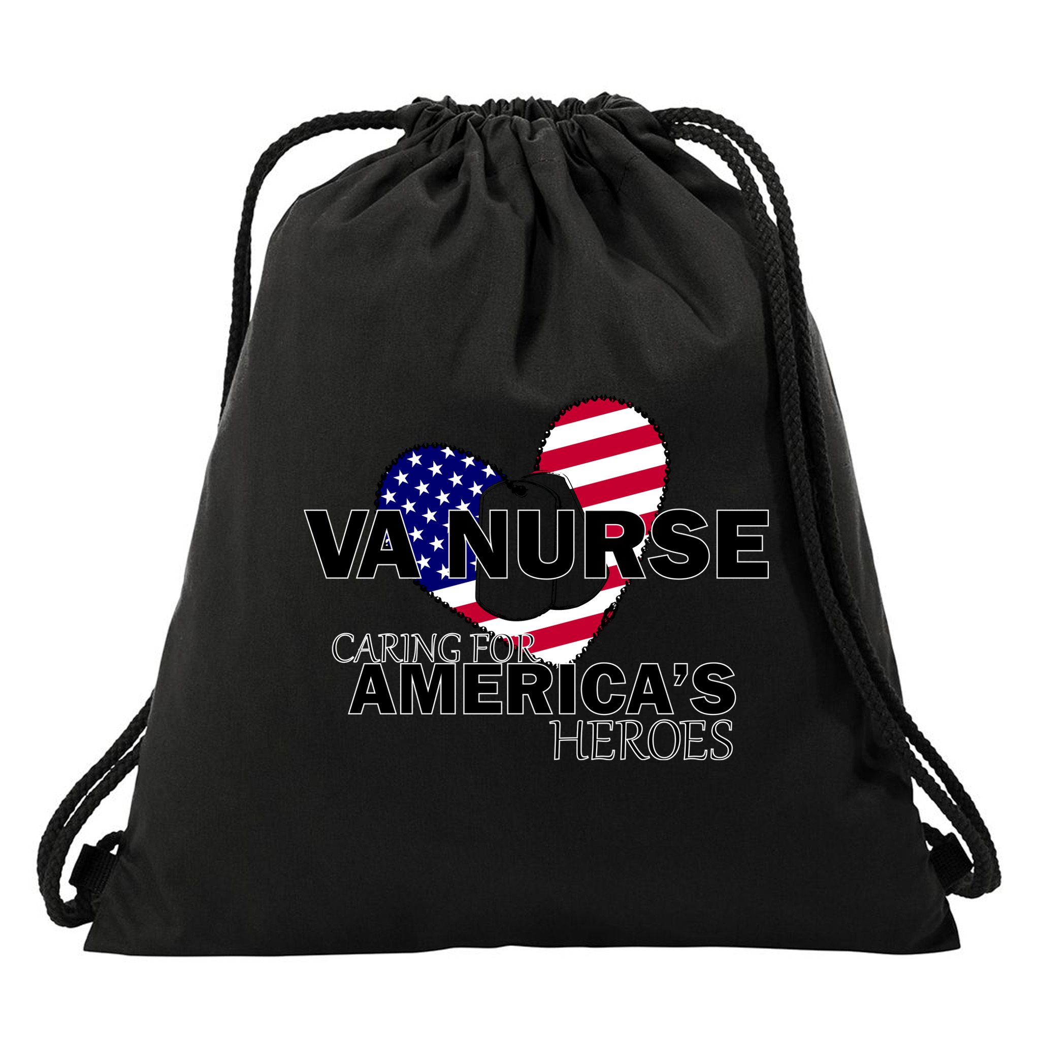 Veteran VA Nurse Caring For America's Heroes Drawstring Bag