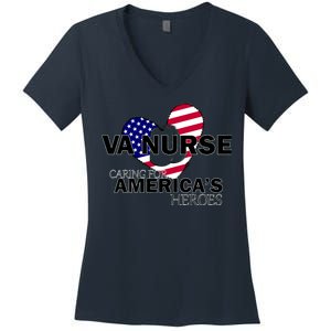 Veteran VA Nurse Caring For America's Heroes Women's V-Neck T-Shirt