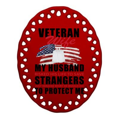 Veteran Wife Ceramic Oval Ornament