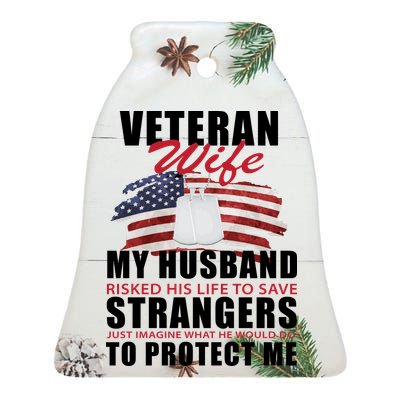 Veteran Wife Ceramic Bell Ornament