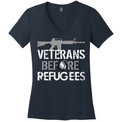 Veterans Before Refugees Women's V-Neck T-Shirt