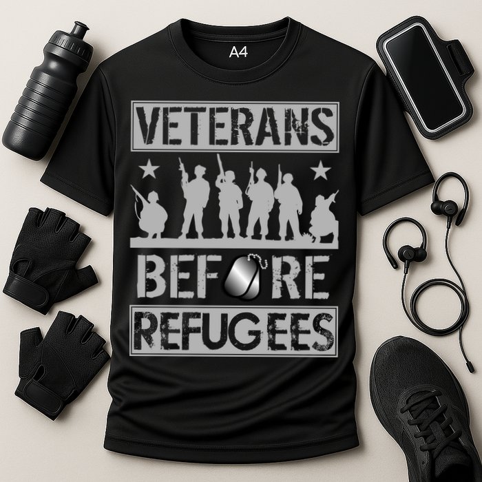 Veterans Before Refugees Veteran Cooling Performance Crew T-Shirt