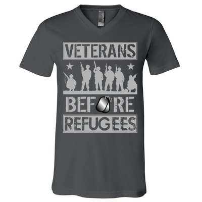 Veterans Before Refugees Veteran V-Neck T-Shirt