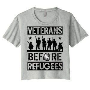 Veterans Before Refugees Veteran Women's Crop Top Tee