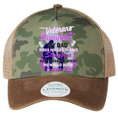 Veteran's Daughter My Dad Risks His Life Protect Me Legacy Tie Dye Trucker Hat