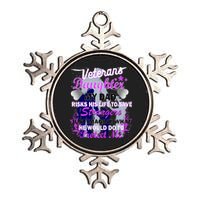 Veteran's Daughter My Dad Risks His Life Protect Me Metallic Star Ornament