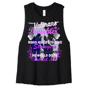 Veteran's Daughter My Dad Risks His Life Protect Me Women's Racerback Cropped Tank