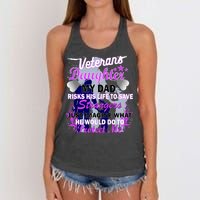 Veteran's Daughter My Dad Risks His Life Protect Me Women's Knotted Racerback Tank