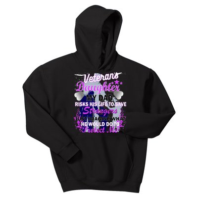 Veteran's Daughter My Dad Risks His Life Protect Me Kids Hoodie