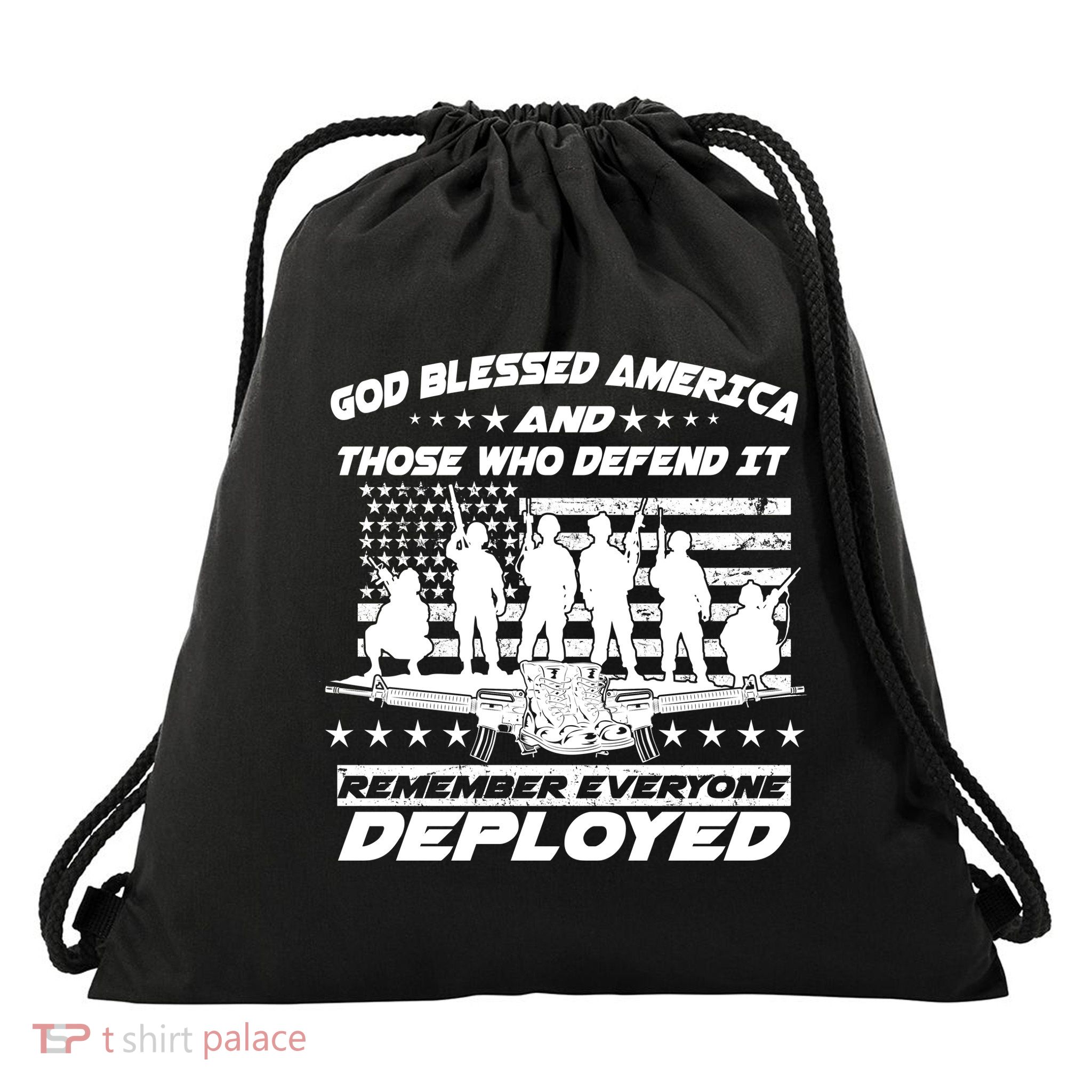 Veterans God Bless America And Those Who Defend It Drawstring Bag