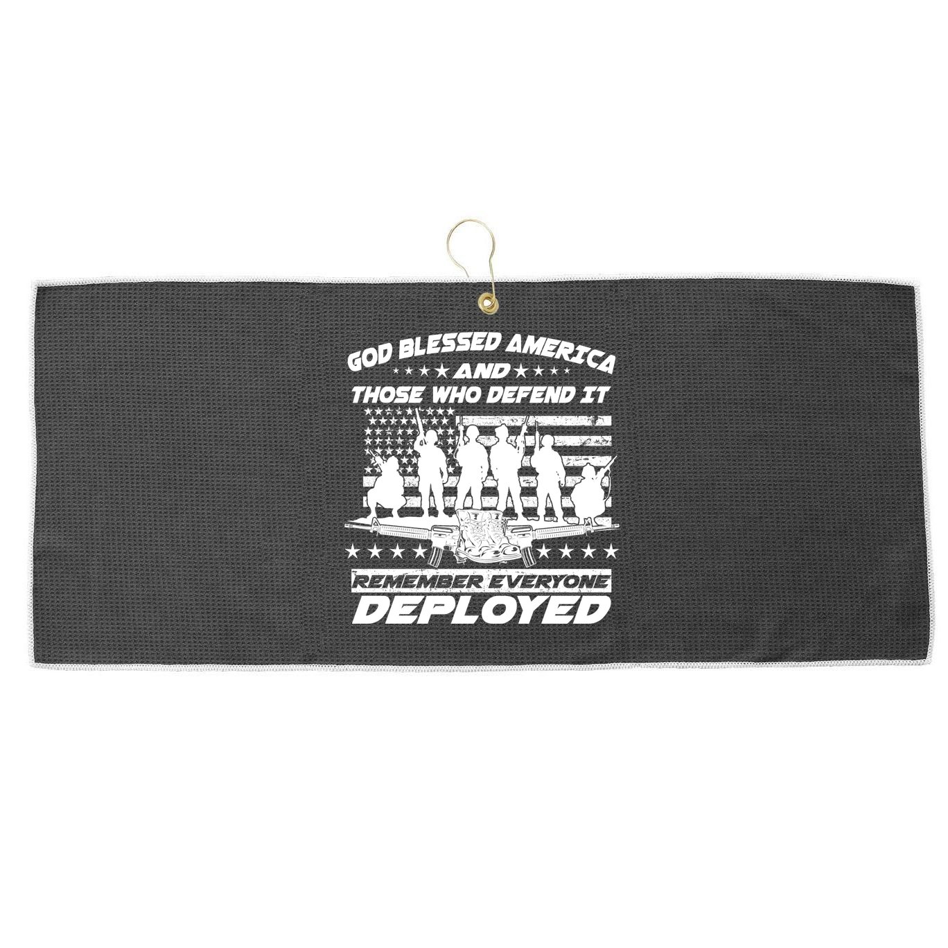 Veterans God Bless America And Those Who Defend It Large Microfiber Waffle Golf Towel