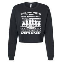 Veterans God Bless America And Those Who Defend It Cropped Pullover Crew