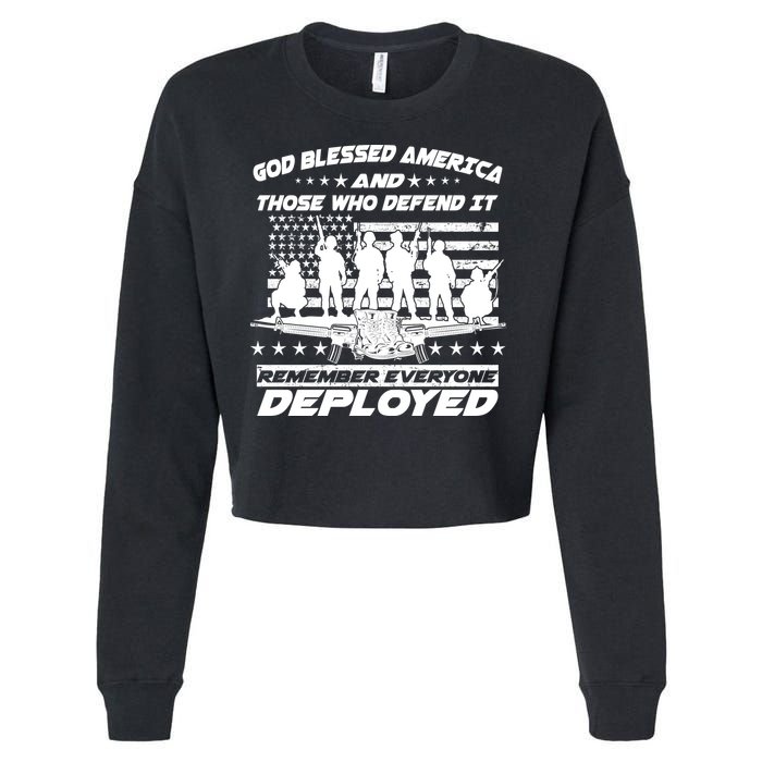 Veterans God Bless America And Those Who Defend It Cropped Pullover Crew
