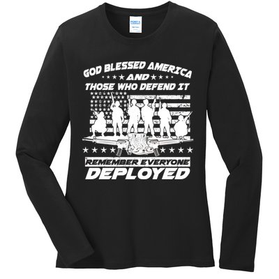 Veterans God Bless America And Those Who Defend It Ladies Long Sleeve Shirt