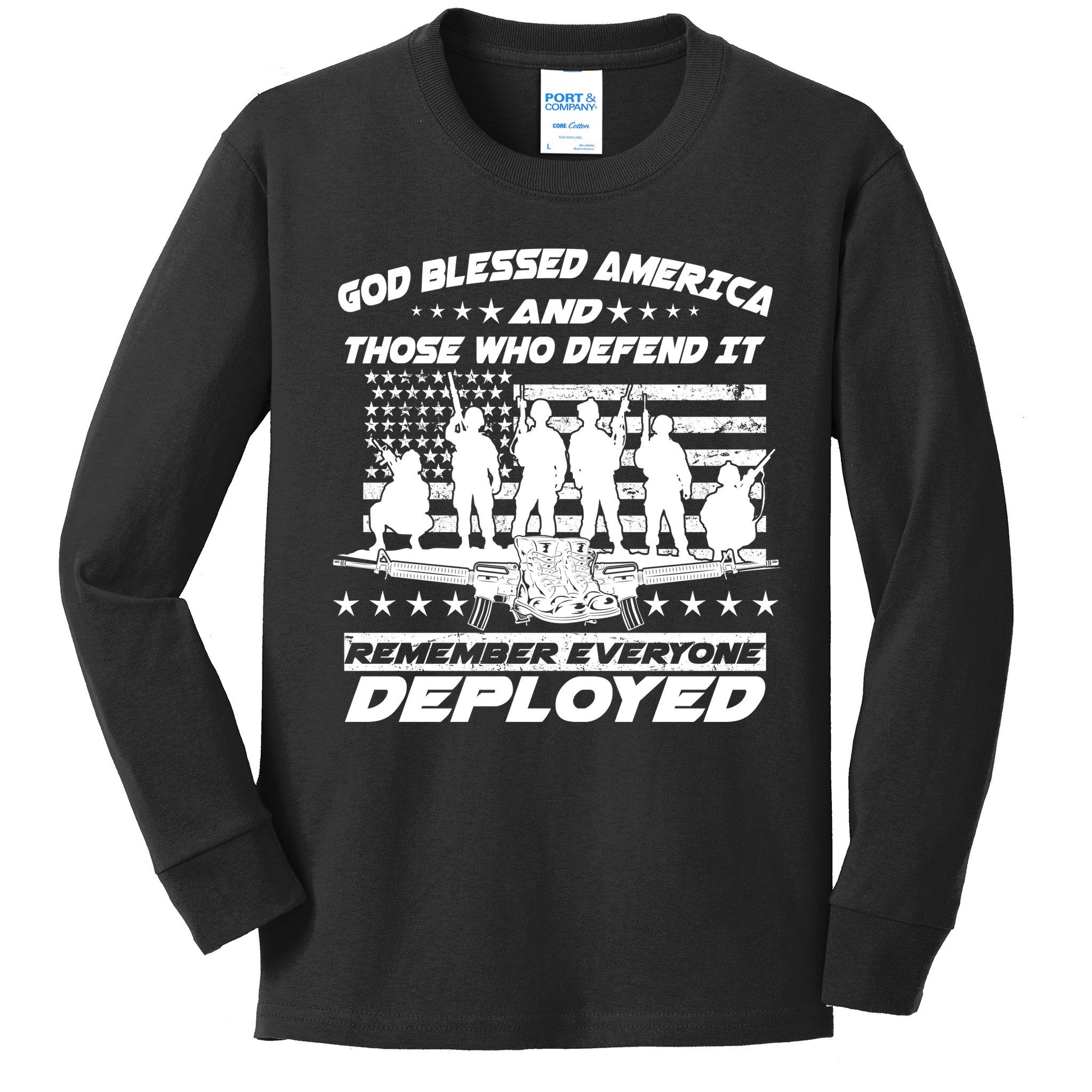 Veterans God Bless America And Those Who Defend It Kids Long Sleeve Shirt