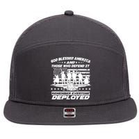 Veterans God Bless America And Those Who Defend It 7 Panel Mesh Trucker Snapback Hat