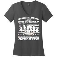 Veterans God Bless America And Those Who Defend It Women's V-Neck T-Shirt