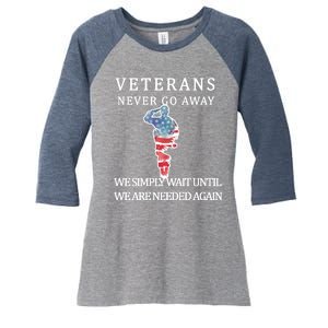 Veterans Never Go Away Women's Tri-Blend 3/4-Sleeve Raglan Shirt