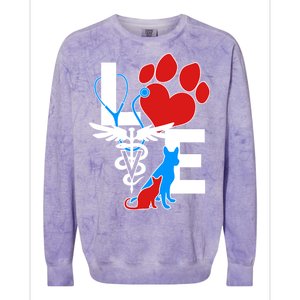 Veterinarian Love Cat and Dog Colorblast Crewneck Sweatshirt