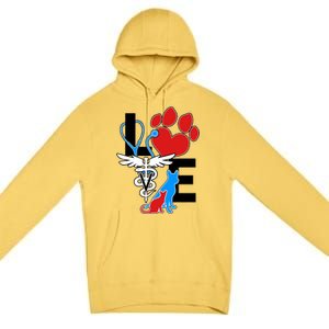 Veterinarian Love Cat and Dog Premium Pullover Hoodie