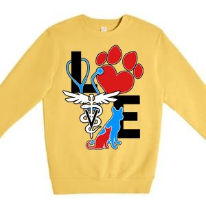 Veterinarian Love Cat and Dog Premium Crewneck Sweatshirt