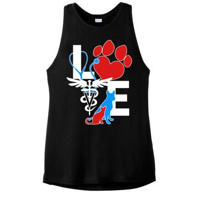 Veterinarian Love Cat and Dog Ladies PosiCharge Tri-Blend Wicking Tank