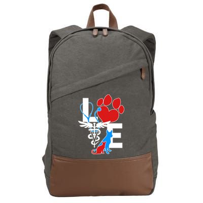 Veterinarian Love Cat and Dog Cotton Canvas Backpack