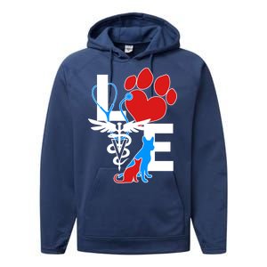 Veterinarian Love Cat and Dog Performance Fleece Hoodie