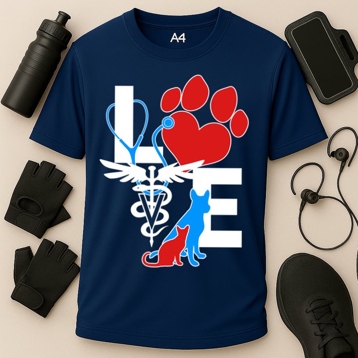 Veterinarian Love Cat and Dog Performance Shirt