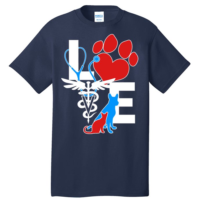 Veterinarian Love Cat and Dog Tall T-Shirt