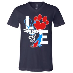 Veterinarian Love Cat and Dog V-Neck T-Shirt