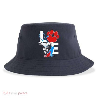 Veterinarian Love Cat and Dog Sustainable Bucket Hat