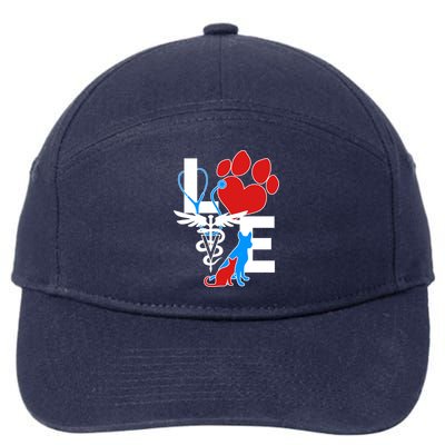 Veterinarian Love Cat and Dog 7-Panel Snapback Hat