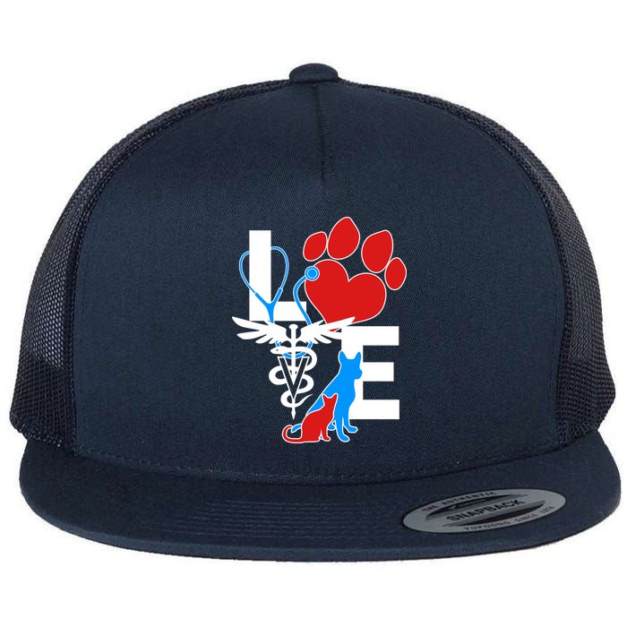 Veterinarian Love Cat and Dog Flatbill Hat