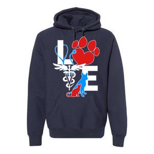 Veterinarian Love Cat and Dog Premium Hoodie