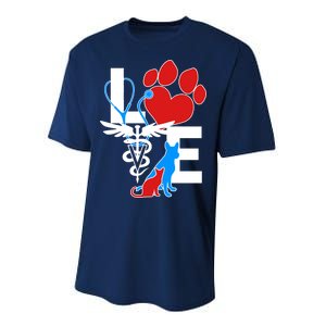 Veterinarian Love Cat and Dog Performance Sprint T-Shirt