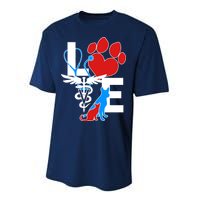 Veterinarian Love Cat and Dog Performance Sprint T-Shirt