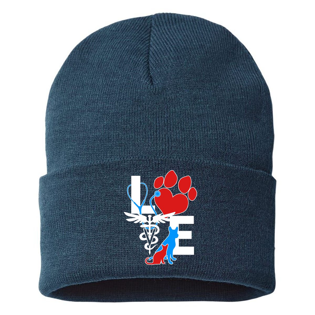 Veterinarian Love Cat and Dog Sustainable Knit Beanie