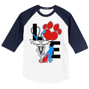 Veterinarian Love Cat and Dog Baseball Sleeve Shirt