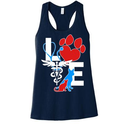 Veterinarian Love Cat and Dog Women's Racerback Tank